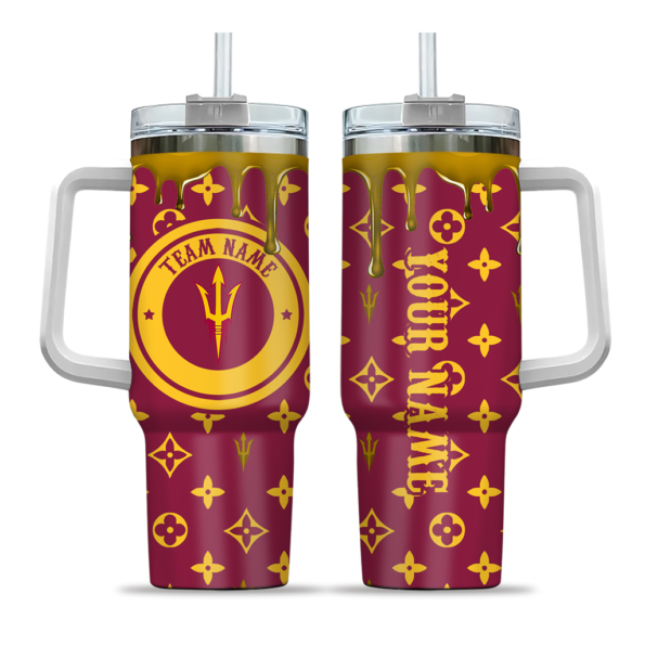 personalized arizona state sun devils bullseye drips maroon curved tumbler best selling.webp