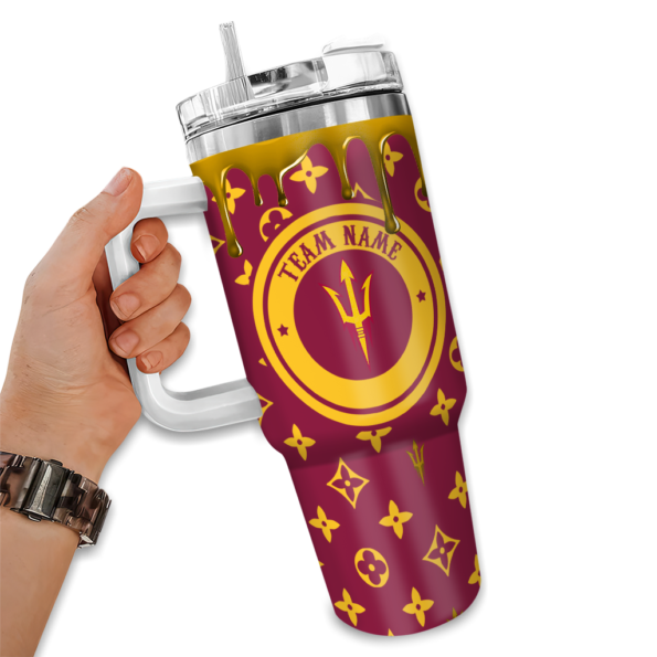 personalized arizona state sun devils bullseye drips maroon curved tumbler fashion forward.webp
