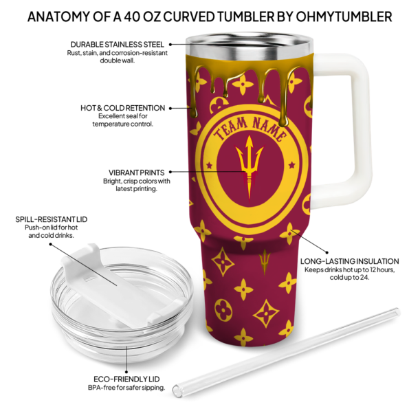 personalized arizona state sun devils bullseye drips maroon curved tumbler new arrival.webp