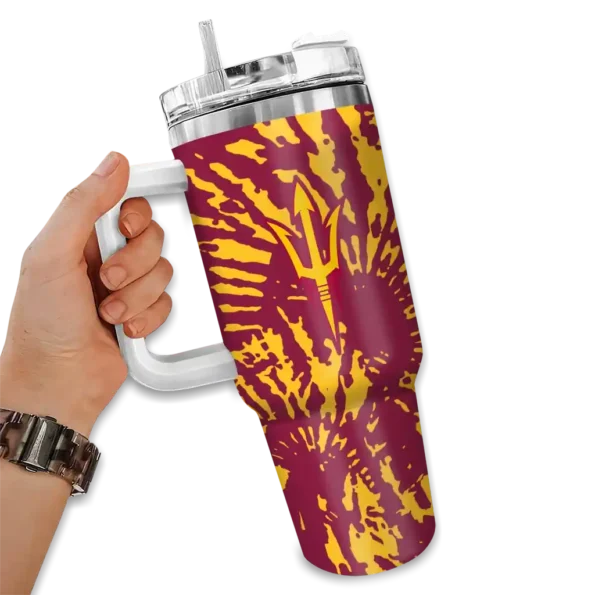 personalized arizona state sun devils burst swirl maroon curved tumbler fashion forward.webp