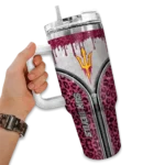 personalized arizona state sun devils leopard zipper maroon curved tumbler best selling.webp