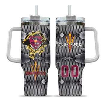 personalized arizona state sun devils superman shield maroon gray curved tumbler best selling.webp