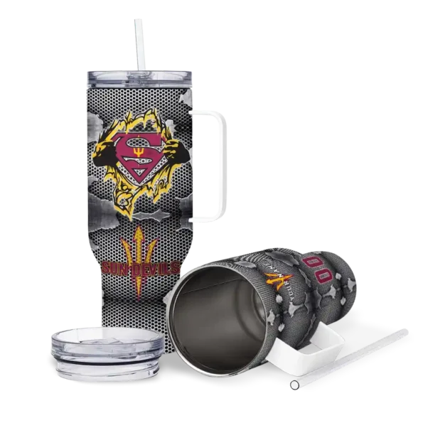 personalized arizona state sun devils superman shield maroon gray curved tumbler high quality.webp
