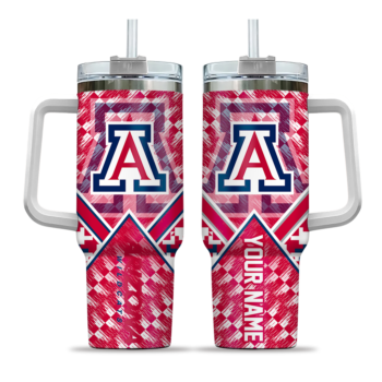 personalized arizona wildcats chevron angle red curved tumbler best selling.webp
