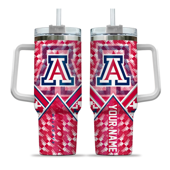 personalized arizona wildcats chevron angle red curved tumbler best selling.webp