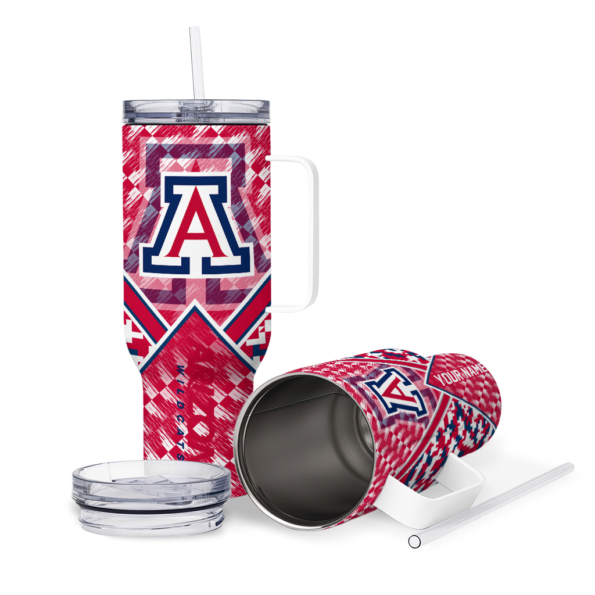 personalized arizona wildcats chevron angle red curved tumbler high quality.webp