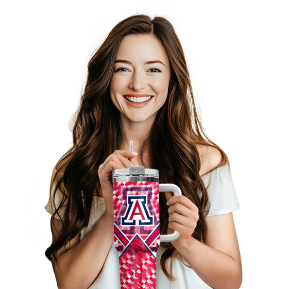 personalized arizona wildcats chevron angle red curved tumbler premium grade.webp