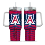 personalized arizona wildcats chevron layers red curved tumbler best selling.webp