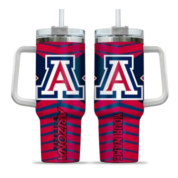 personalized arizona wildcats chevron layers red curved tumbler best selling.webp
