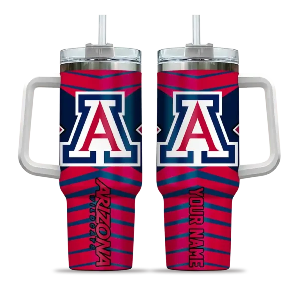 personalized arizona wildcats chevron layers red curved tumbler best selling.webp