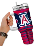 personalized arizona wildcats chevron layers red curved tumbler best selling.webp