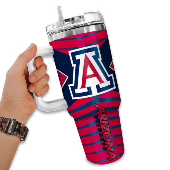 personalized arizona wildcats chevron layers red curved tumbler fashion forward.webp