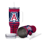 personalized arizona wildcats chevron layers red curved tumbler best selling.webp