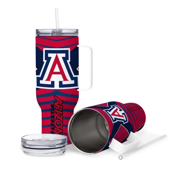 personalized arizona wildcats chevron layers red curved tumbler high quality.webp