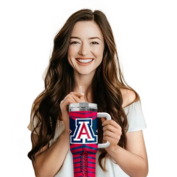 personalized arizona wildcats chevron layers red curved tumbler premium grade.webp