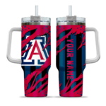 personalized arizona wildcats claw cut red black curved tumbler best selling.webp
