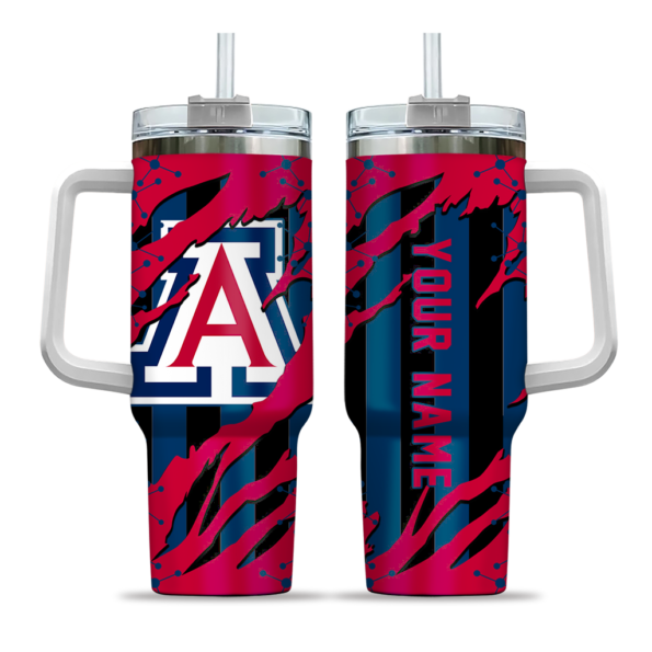 personalized arizona wildcats claw cut red black curved tumbler best selling.webp