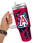 personalized arizona wildcats claw cut red black curved tumbler best selling.webp