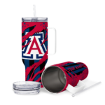 personalized arizona wildcats claw cut red black curved tumbler best selling.webp