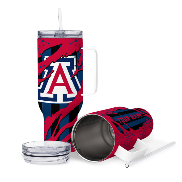 personalized arizona wildcats claw cut red black curved tumbler high quality.webp