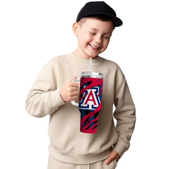 personalized arizona wildcats claw cut red black curved tumbler latest model.webp