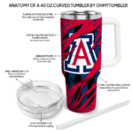 personalized arizona wildcats claw cut red black curved tumbler best selling.webp