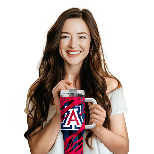 personalized arizona wildcats claw cut red black curved tumbler premium grade.webp