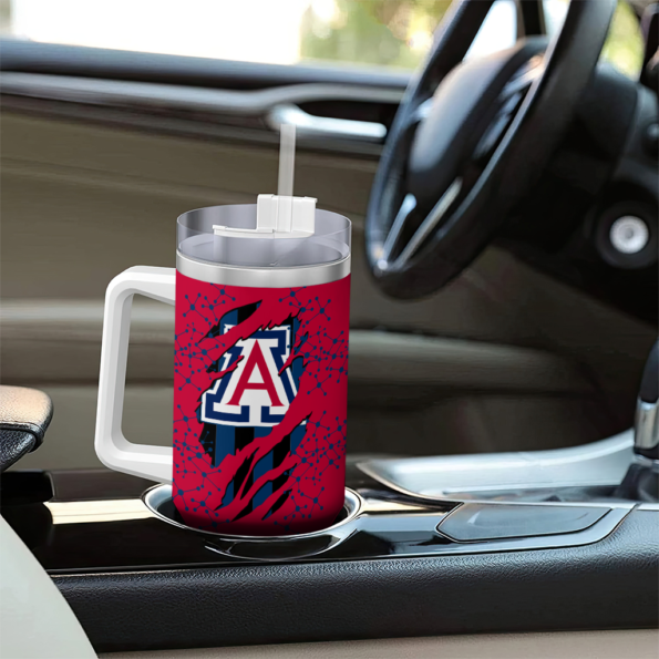 personalized arizona wildcats claw cut red black curved tumbler trendy.webp