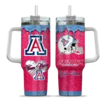 personalized arizona wildcats heart helmet motif red curved tumbler best selling.webp