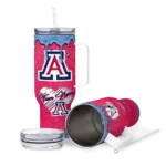 personalized arizona wildcats heart helmet motif red curved tumbler best selling.webp