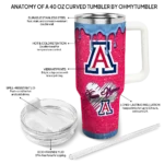 personalized arizona wildcats heart helmet motif red curved tumbler best selling.webp