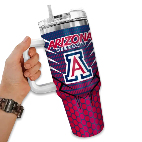 personalized arizona wildcats hex texture red curved tumbler fashion forward.webp