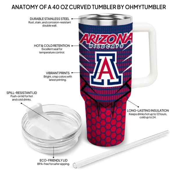 personalized arizona wildcats hex texture red curved tumbler new arrival.webp