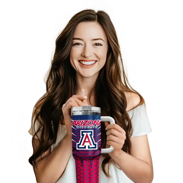personalized arizona wildcats hex texture red curved tumbler premium grade.webp