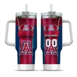 personalized arizona wildcats hexagon armor red curved tumbler best selling.webp
