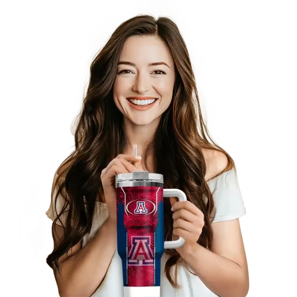 personalized arizona wildcats hexagon armor red curved tumbler premium grade.webp