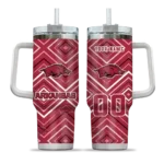 personalized arkansas razorbacks bold diamonds red curved tumbler best selling.webp