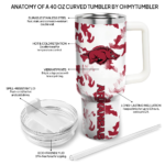 personalized arkansas razorbacks camo mashup red white curved tumbler best selling.webp