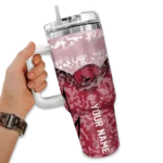 personalized arkansas razorbacks chevron stripe red curved tumbler best selling.webp