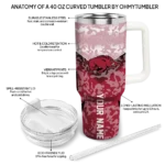 personalized arkansas razorbacks chevron stripe red curved tumbler best selling.webp