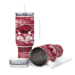 personalized arkansas razorbacks honey streaks red curved tumbler best selling.webp