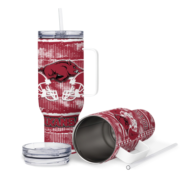 personalized arkansas razorbacks honey streaks red curved tumbler high quality.webp