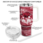 personalized arkansas razorbacks honey streaks red curved tumbler best selling.webp