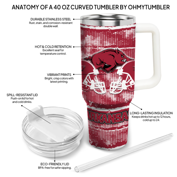 personalized arkansas razorbacks honey streaks red curved tumbler new arrival.webp