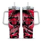 personalized arkansas state red wolves abstract paths scarlet curved tumbler best selling.webp