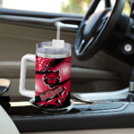 personalized arkansas state red wolves abstract paths scarlet curved tumbler best selling.webp