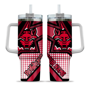 personalized arkansas state red wolves arrow burst scarlet curved tumbler best selling.webp