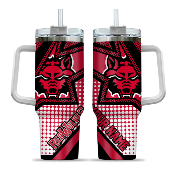 personalized arkansas state red wolves arrow burst scarlet curved tumbler best selling.webp
