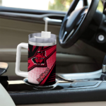 personalized arkansas state red wolves arrow burst scarlet curved tumbler best selling.webp