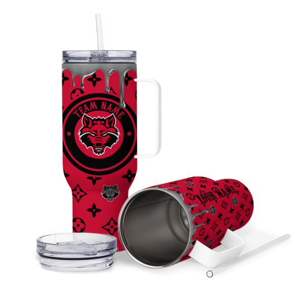 personalized arkansas state red wolves bullseye drips scarlet curved tumbler high quality.webp